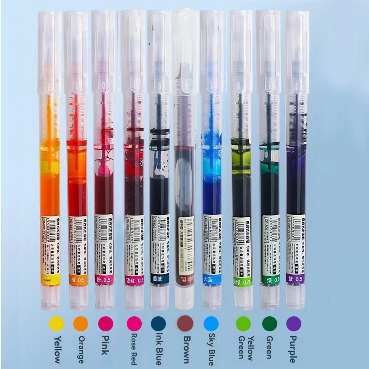 10Pcs/set High Quality Color Needle Type Gel PenS Straight Liquid Ballpoint Pen Kawaii Stationery School Office Supplies Writing