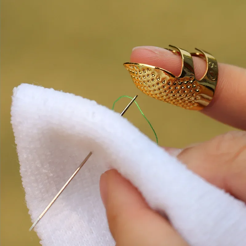 

2pcs Thimble Rings Adjustable Metal Finger Protectors Handcraft DIY Sewing Finger Protection Tools Embroidery Sewing Accessories