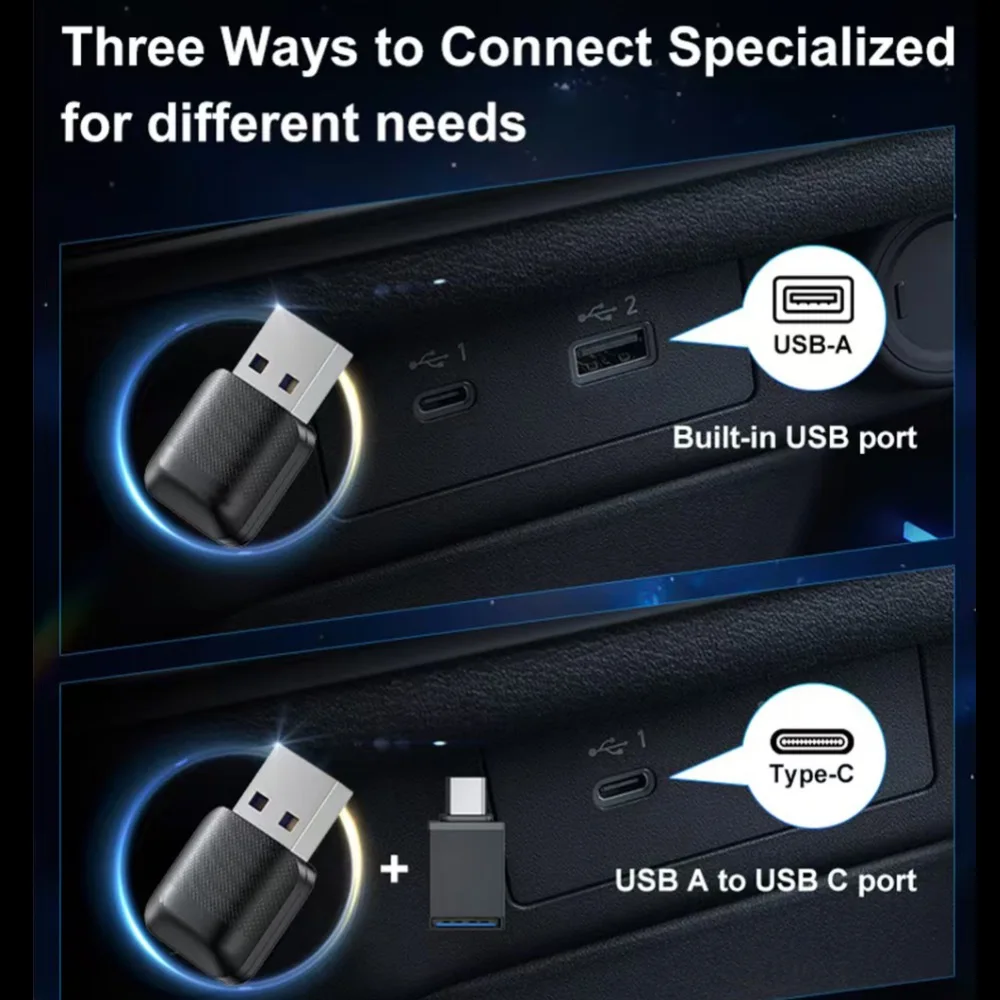 Ultra Mini Bezprzewodowy Adapter CarPlay Typu C Nowy Bezprzewodowy Dongle USB Android Auto Wifi Bluetooth Wifi Dla iPhone'a Plug and Play