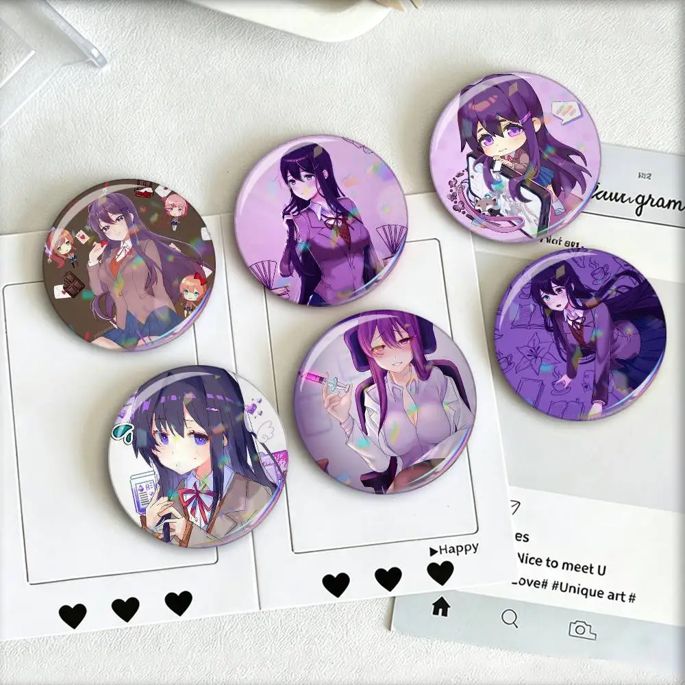 

Yuri D-Doki Anime Girl Laser Badge Creative Pins Brooch for Bag Clothes Hat Decor Gifts Fans Collect
