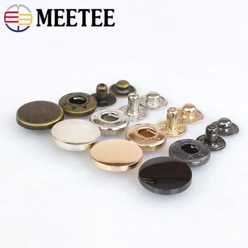 30sets Meetee 12/15/17mm Metal Snap Buttons Stud Fastener Press Buckles for Jacket Coat Sewing Clothing Leather Accessories D3-8