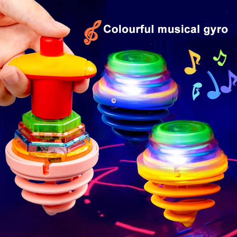 Kinetic Music Cool Lights Kids Gyro Toy Creative Parent-child Interactive Spinning Gyro Battle Toys Luminous Spinning Tops Toy