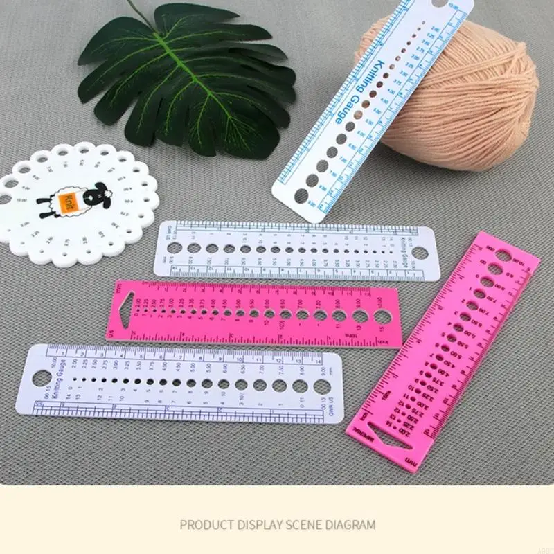 A9BC Plastic Knitting Gauge Needle Ruler Gauge Ruler Sewing Tools for Sewing Needle, Knitting Needle Geometric Template Ruler