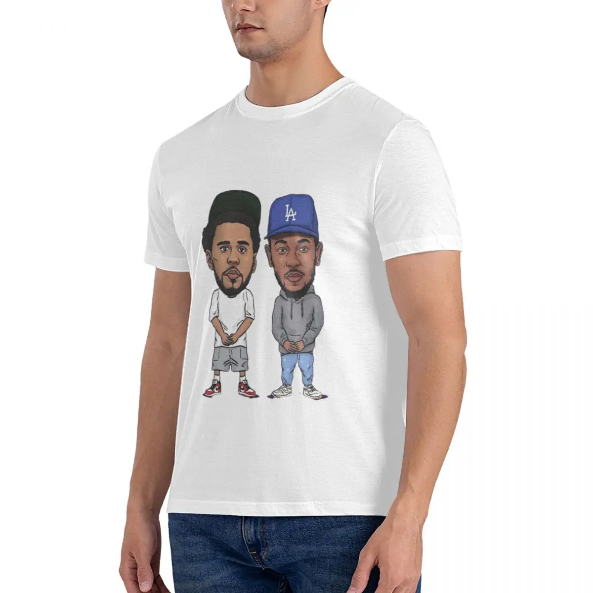 KENDRICK LAMAR & J.COLE Classic T-Shirts for Men Novelty 100% Cotton Tees Short Sleeve T Shirt Graphic Clothing tops fugees