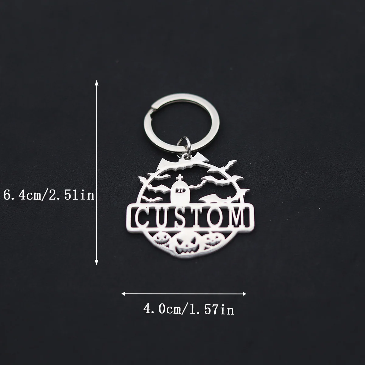 QIAMNI هالوين مخصص اسم المفاتيح الفولاذ المقاوم للصدأ شبح اليقطين المعلقات كيرينغ حقيبة يد السيارة ديكور DIY بها بنفسك هدايا مجوهرات الحفلات #6