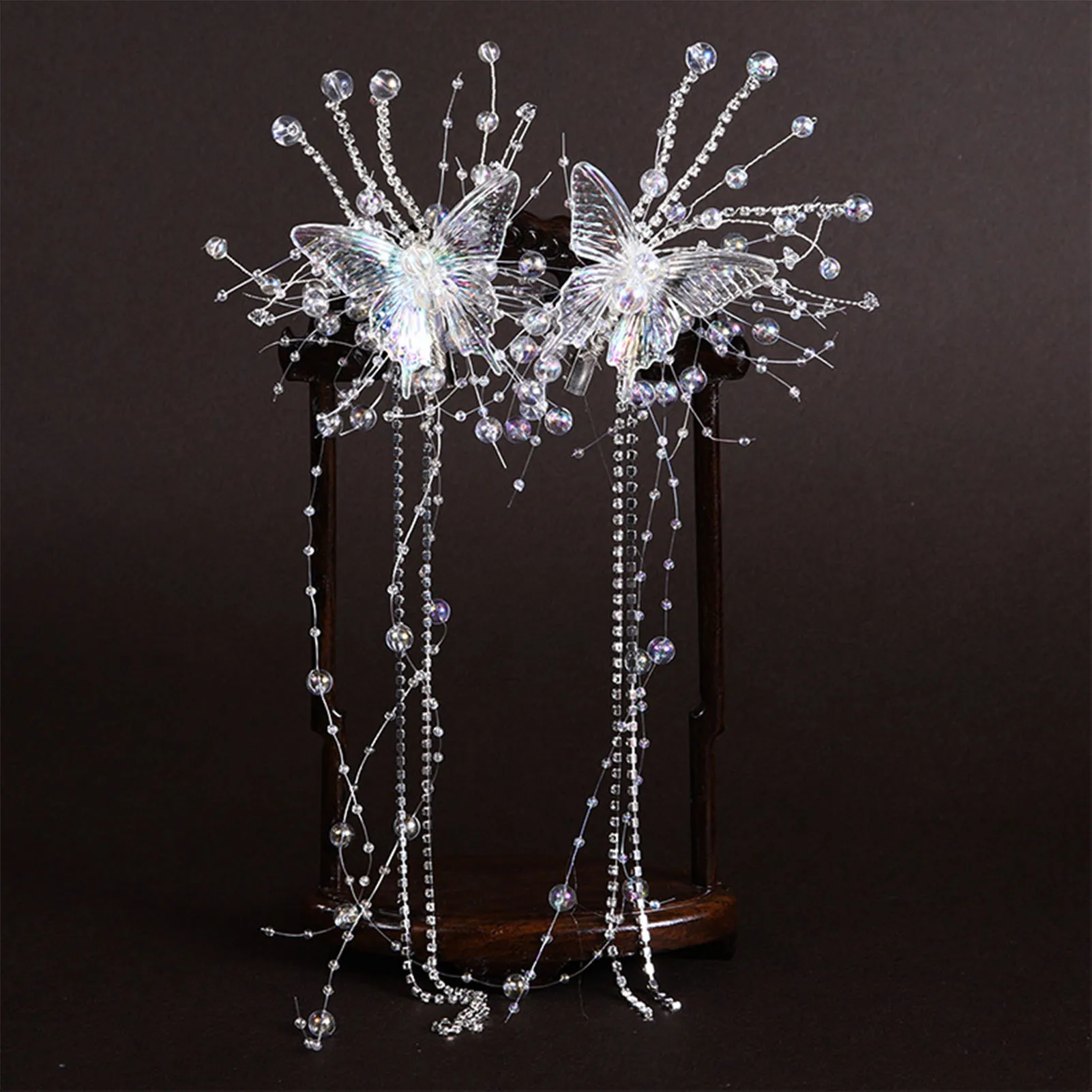Fairy Tassel Hair Clip For Women Mermaid Pearl Butterfly Side Hairpin Exquisite Elegant Wedding Party Travel Hair Accessories