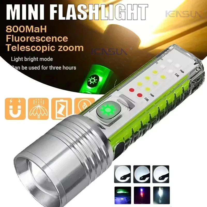 Mini linterna de enfoque XPG, carga tipo C con fuerte Clip magnético para bolígrafo, llavero fluorescente, antorcha para acampar y pescar al aire libre