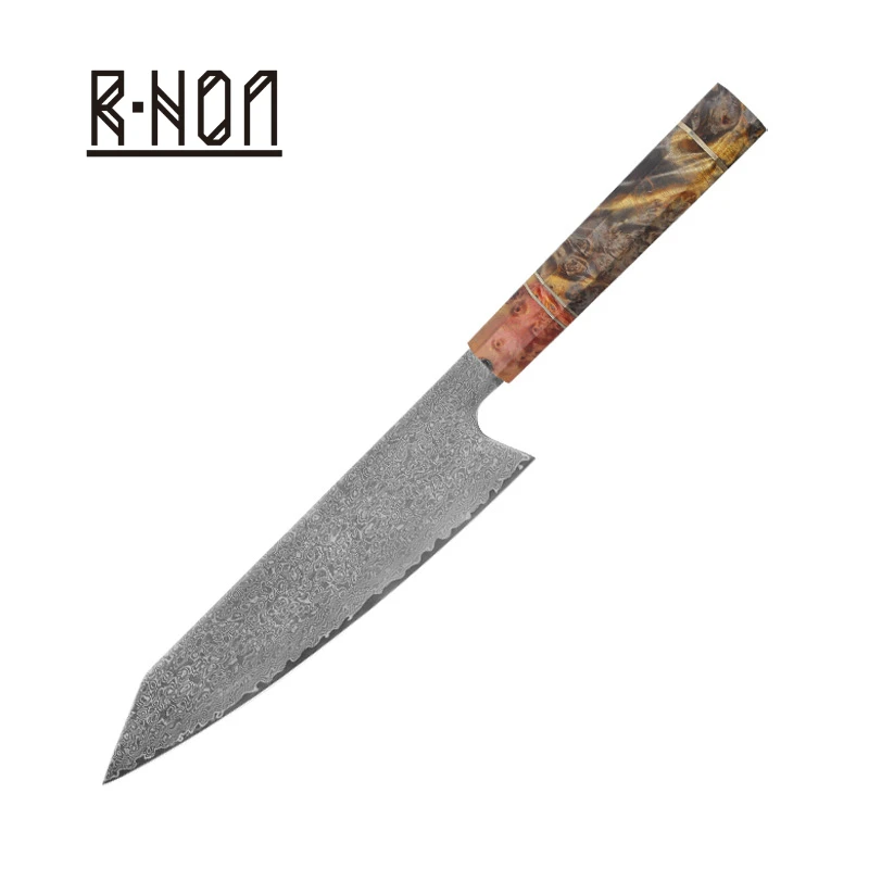 

RHON 8inch Kiritsuke Knife VG10 Damascus Steel Blade Japanese Kitchen Meat Slicing Chef Knives Utility Vegetable Cutting Tool