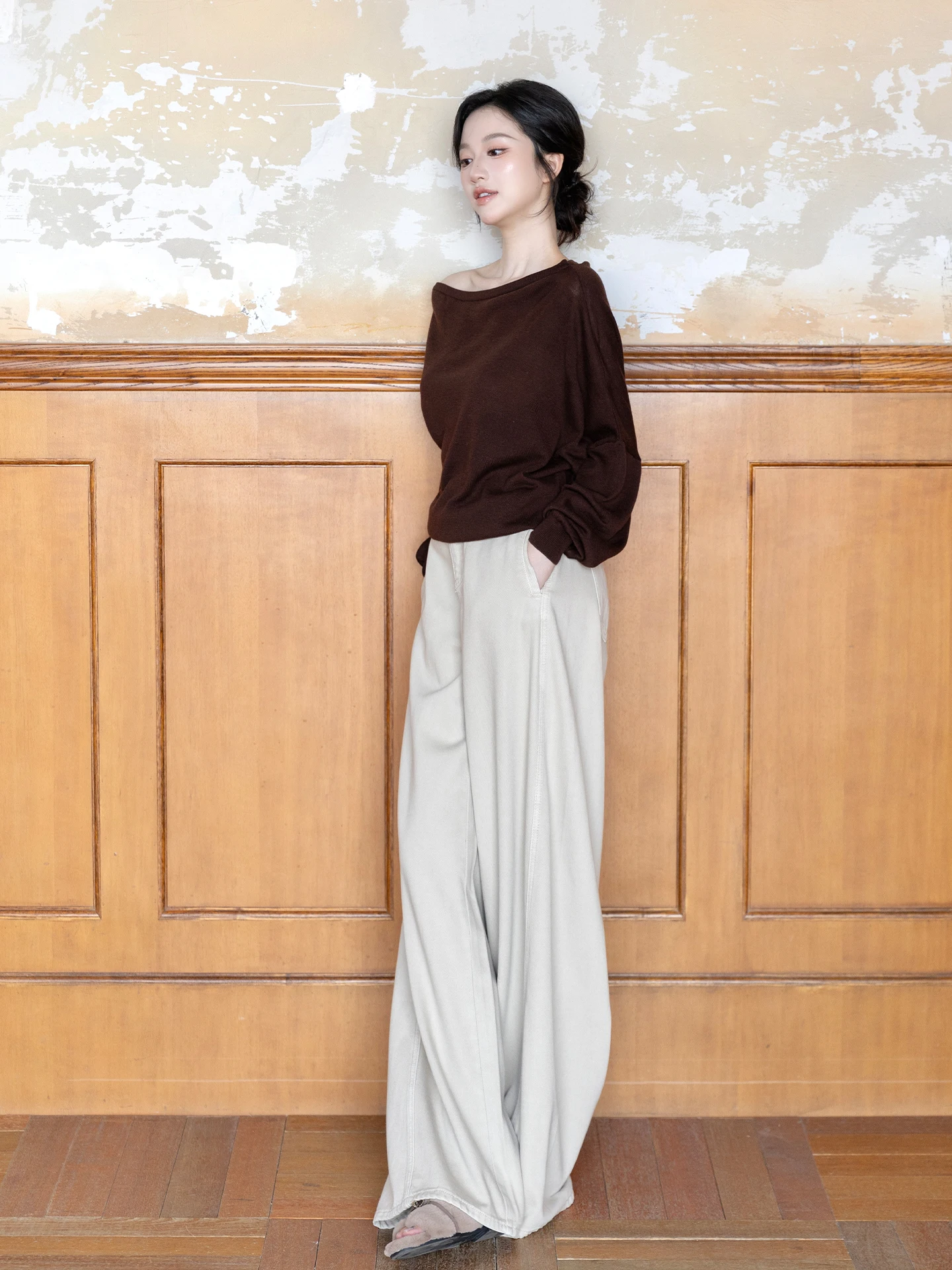 

SerioLudere Women's Knitted Wool Sweater Loose Fit oulder Detail Base Layer irt Casual Sle Polyester Blend Long Sve