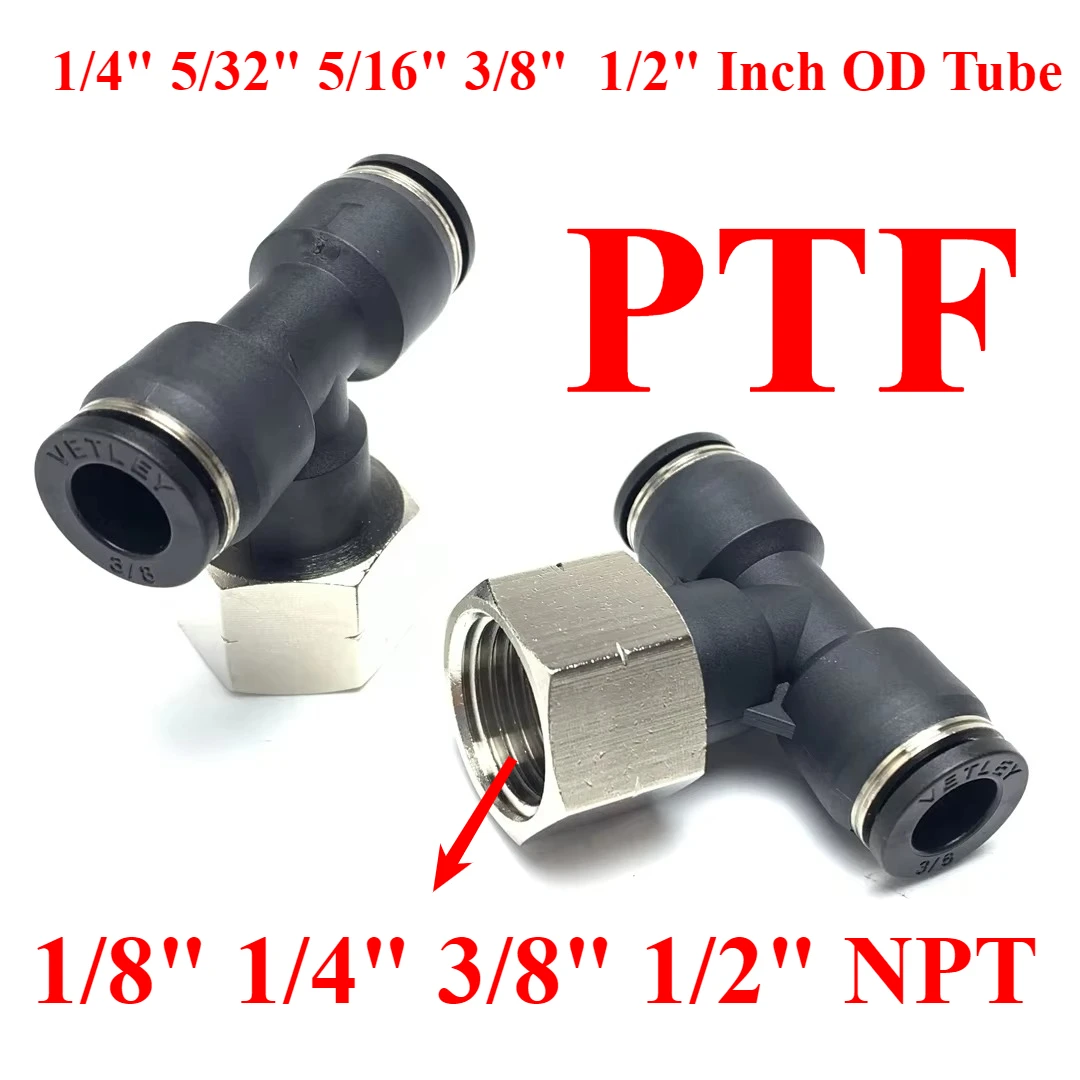 PTF  5/32-1/2 Inch Tube OD Push In Connect x 1/8