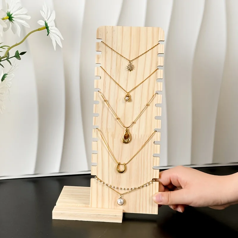 Massivholz Schmuck Organizer Display Halter Halskette Ohrringe Armbänder Display Stand Desktop Schmuck Lagerung Rack – Detail 20