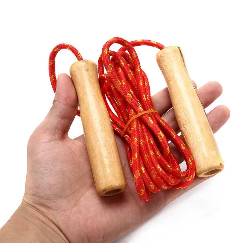 1PC Skipping Rope Practice Jump Wood Grip Handle Kids Fitness Equipment Training