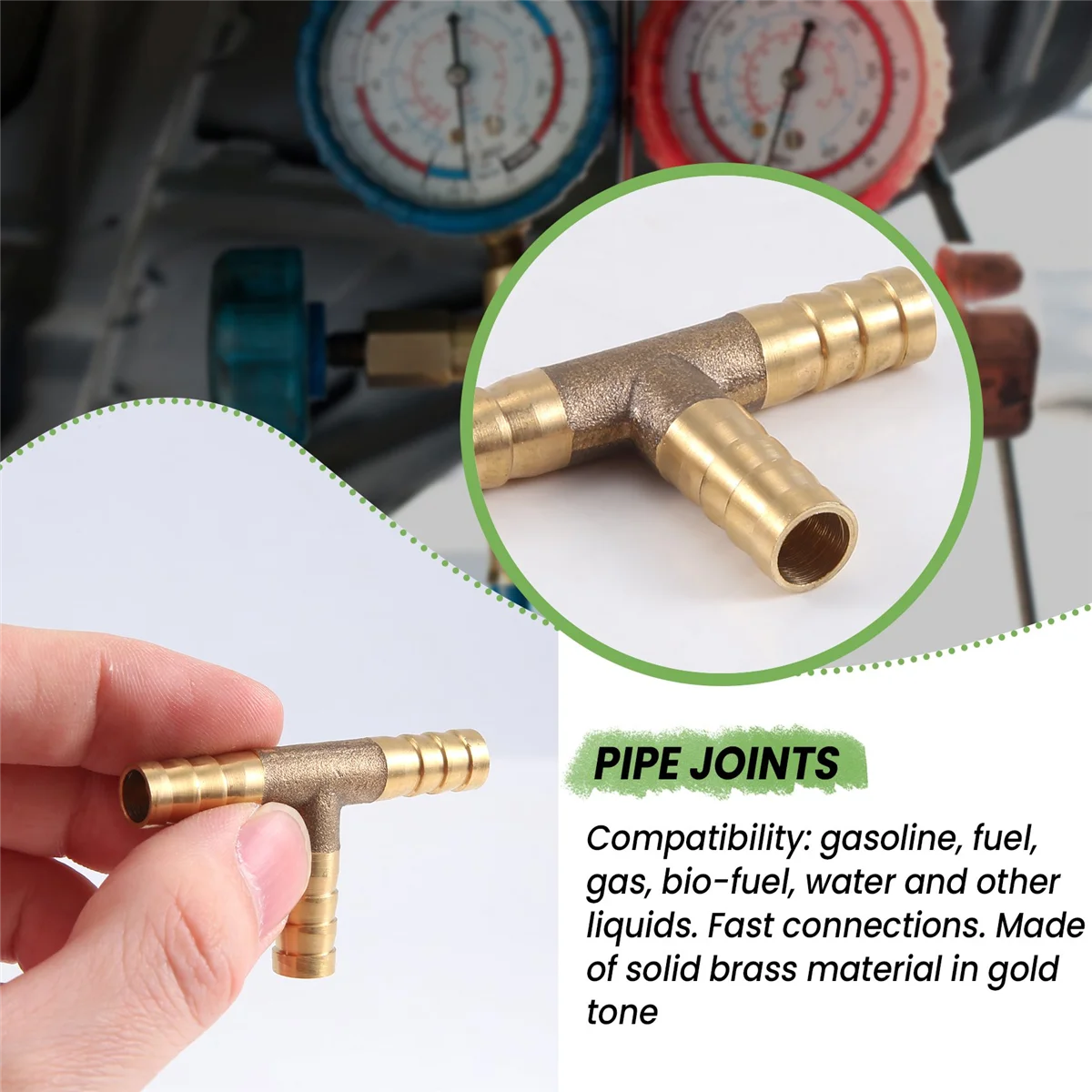 Conector de tubo de unión de manguera de gasolina, agua, combustible, aire, forma de T, 8mm