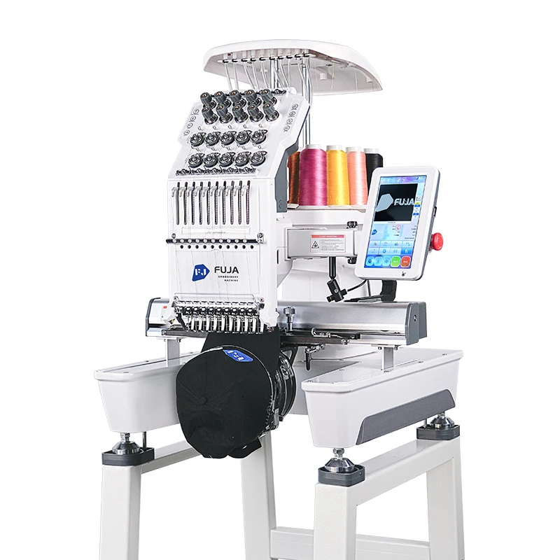 10 Needles Embroidery Machine Computerized Single Head 12 15 Needles Flat Hat Caps High Speed Embroidery Machine