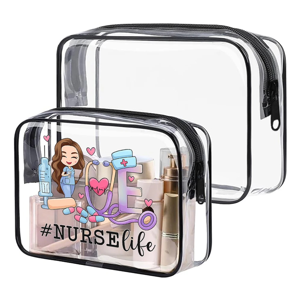 bolsa de cosméticos Bolsa de aseo con temática de enfermera con ilustraciones juguetonas, perfecta para enfermeras, ideal para el trabajo o regalos, cosmética pequeña