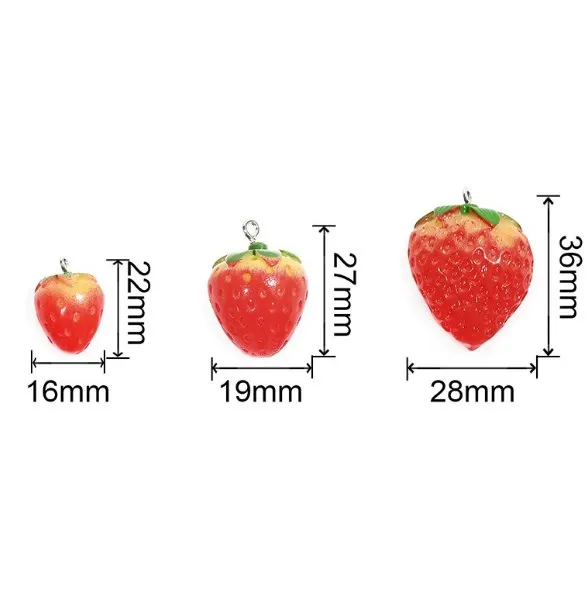 resin fruit strawberry jewelry accessories, handmade DIY production earrings, necklace materials, self-made hair rope pendants