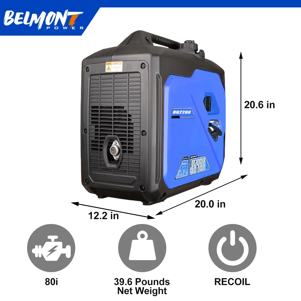 50-60Hz 1.8KW 2KW Portable Inverter Gasoline Generator for Home Backup