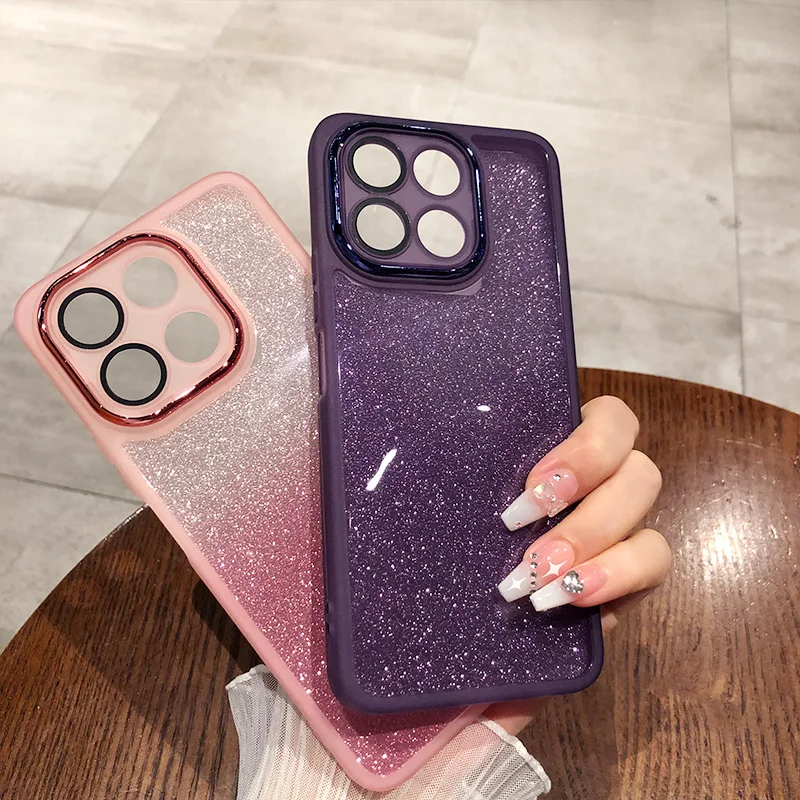 For HONOR X6B Case Glitter Plating Soft Silicone Cover for HONOR 200 PRO X8B X7B X9a X6A X8A X7A Lens Film Protection Back Caque