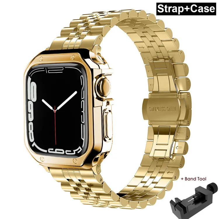 

Stainless Steel Strap case set For Apple Watch 46mm Ultra 49mm Wristband Bracelet iWatch 10 9 8 5 4 SE 42mm Business Watchband