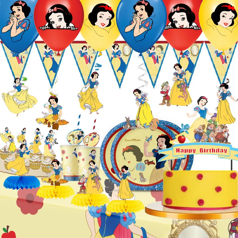 

Disney Snow White Theme Gender Reveal Party Decorations Backdrop Disposable Tableware Baby Shower Kids Party Supplies Gift