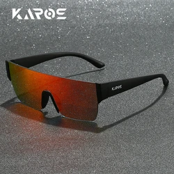 KAROS Vintage Flat Top Sunglasses Large Frame Oversized Sports Goggle UV400 Gradient Sun Glasses Men Women Cool Designer YZ2018