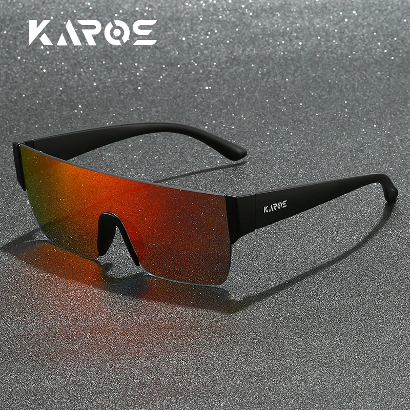 KAROS Vintage Flat Top Sunglasses Large Frame Oversized Sports Goggle UV400 Gradient Sun Glasses Men Women Cool Designer YZ2018