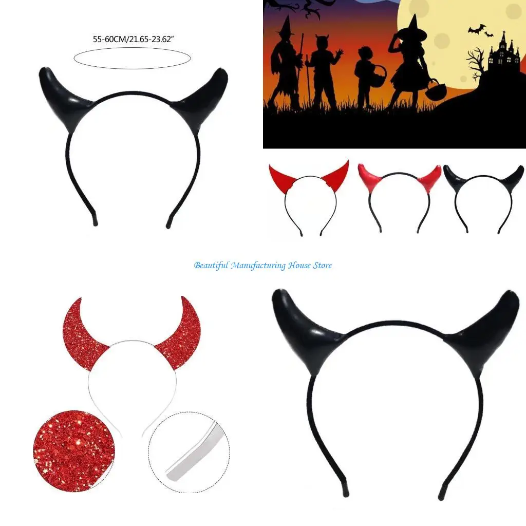 

E56A повязка на голову с изображением черного дьявола, противоскользящая большая повязка на голову с рисунком для детей, косплей