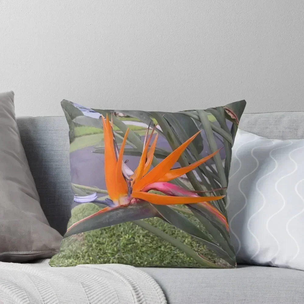 

Orange Bird of Paradise Throw Pillow Marble Cushion Cover Pillowcases Pillow Case pillow