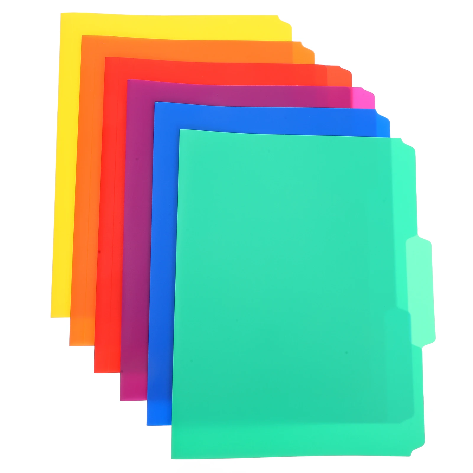 

6pcs File Folders Plastic Colored Multicolor Pp Material Office Home School Use Filing Cabinet Compatible Document