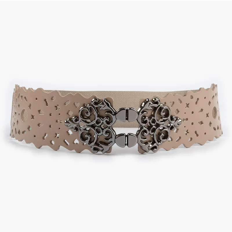 Ceinture élastique en cuir véritable pour femme, ceinture large, corsets habnommée, décoration de l'environnement, mode de piste, R467