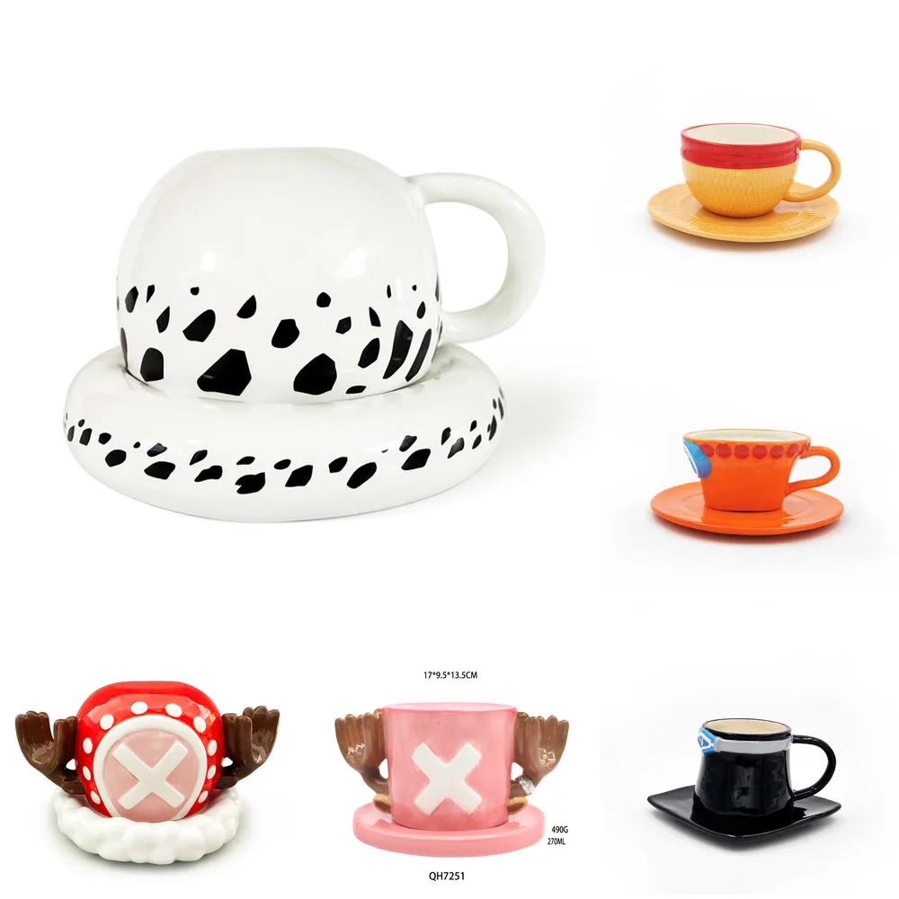 Anime Pirate Hat Ceramic Mug Creative Cartoon Cup Luffyed Choppered Trafalgared Laws Drink Cute Gift For Fans Office Decoration