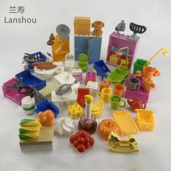 Big Building Blocks Furniture Model Accessories Compatible Bricks House Sofa Table Wardrobe Chair Kitchenware Children Moc Toys