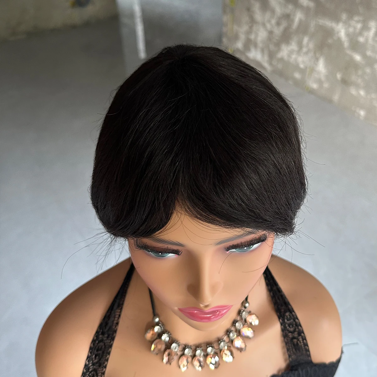 Short Human Hair Wigs, Pixie Cut Straight for Black Women