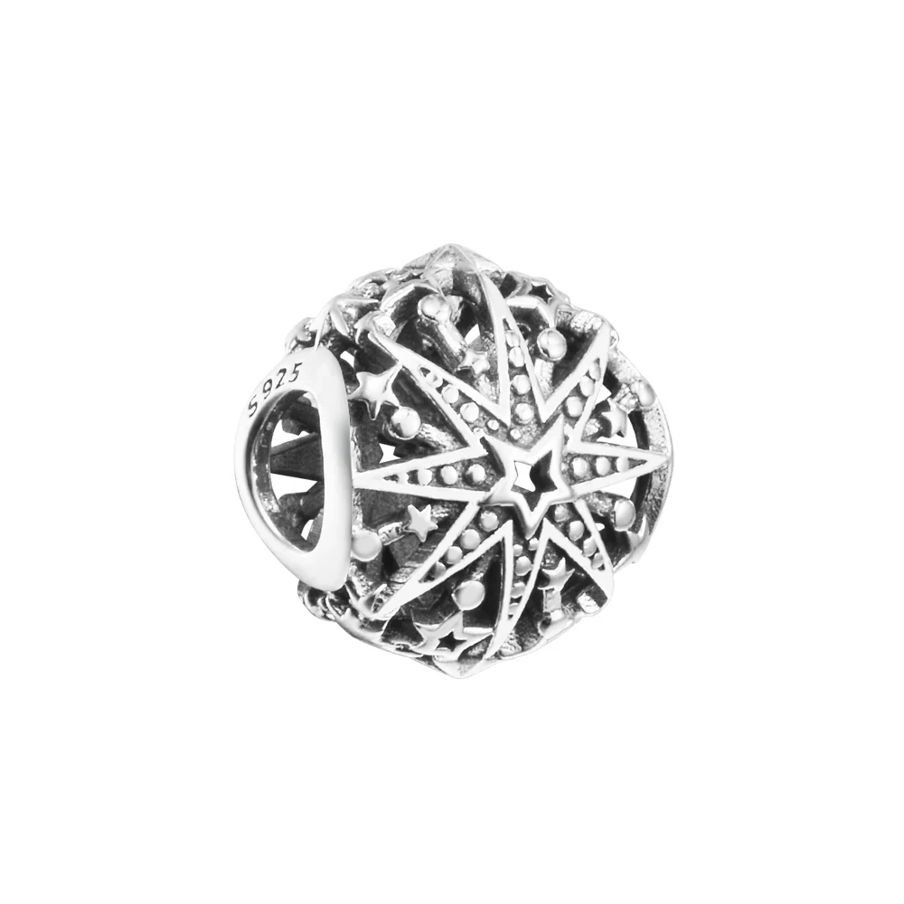 Christmas DIY Beads Celestial Snowflake Charm Mother Kids 925 Silver Kralen Voor Sieraden Maken Beaded Bracelets Bolitas