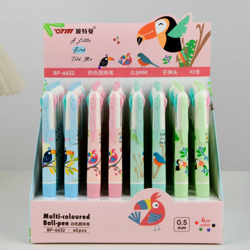 40-ピース-ロットかわいいキツツキ-4-色ボールペンかわいいプレスボールペン学校オフィス筆記用品文具ギフト