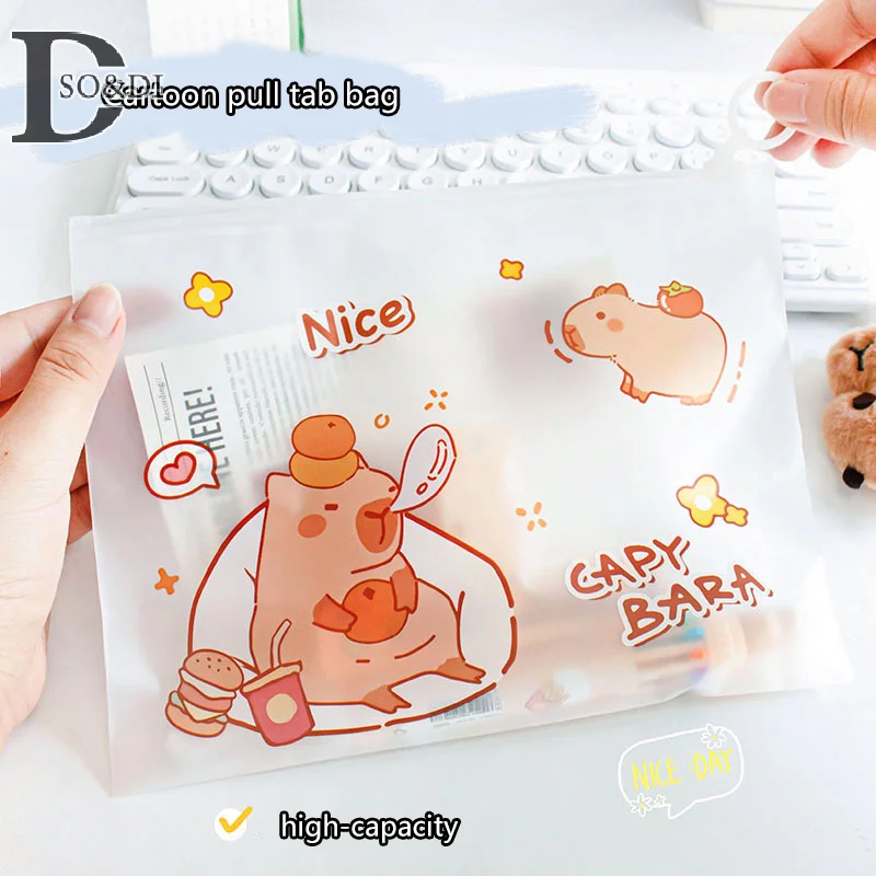 Kawaii Cartoon Folder Creative Cute Exam Paper Storage Bags Waterproof Waterproof File Organizer Student Stationery Bag Gifts