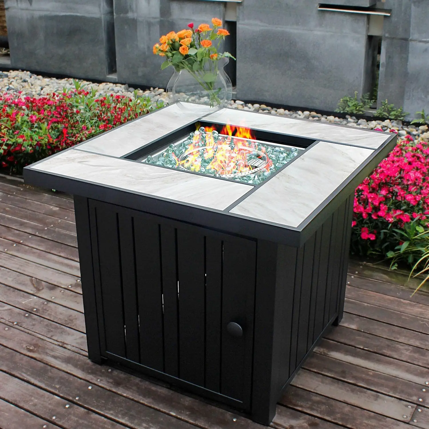 30 Inch Propane Fire Pit Table with Real Ceramic Tabletop