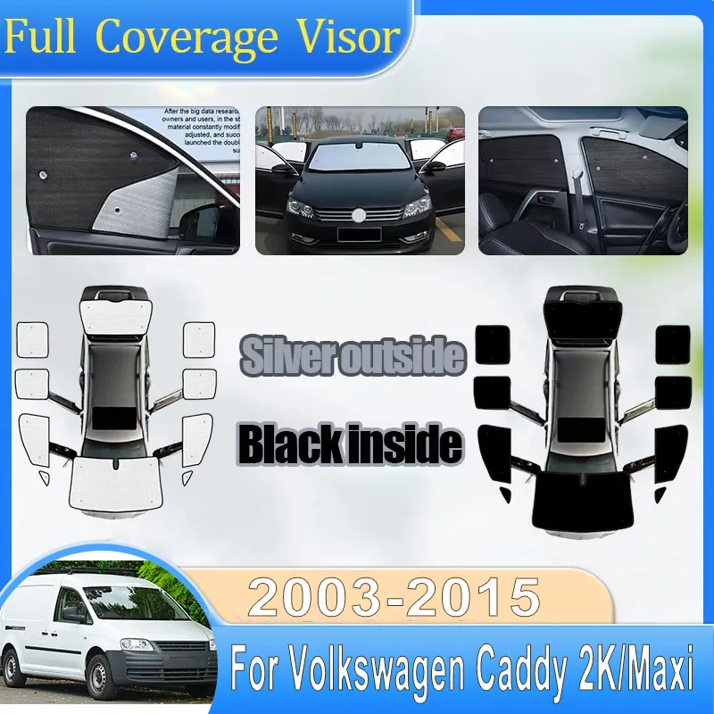 

Для Volkswagen Caddy 2K 2018 и Evalia 2004-2019: Полные солнцезащитные козырьки на лобовое и боковые стекла, анти-УФ защита, автомобильные аксессуары