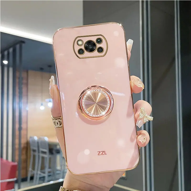 Poco X3 Diamond Bling Ring Holder Case For  Xiaomi Mi Poco X3 Nfc X4 X5 Pro C40 M4 Pro 4G 5G M3 M5 F3 F2 F4 X3 GT Stand Cover