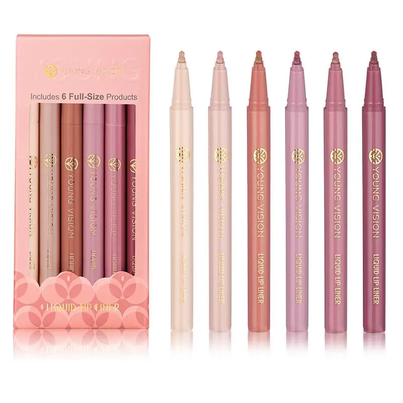 Matte Lipliner 6 Kleuren Matte Lipliner Potlood Draagbare Matte Lipliner Potloodset Voor Meisjes En Vrouwen Vakantie-En Verjaardagscadeau