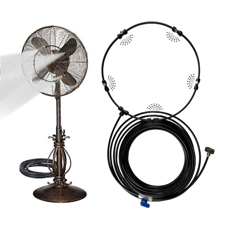 

Patio Breeze Fan Misting Kit with 32.8FT Line 5 Removable Brass Nozzles Galvanized Solid Brass Adapter for Cool Breeze