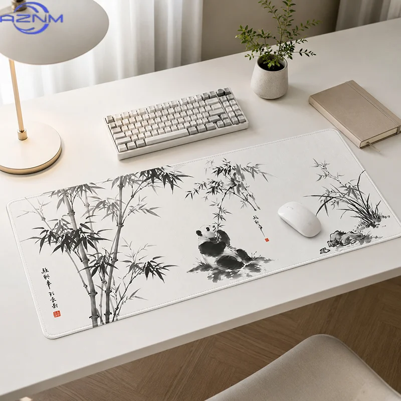 Mouse Pad Panda And Bamboo Ink Landscape Gamer printon demand Mousepad XXL Mechanical Keyboard Pad Soft Desktop Mouse Pad