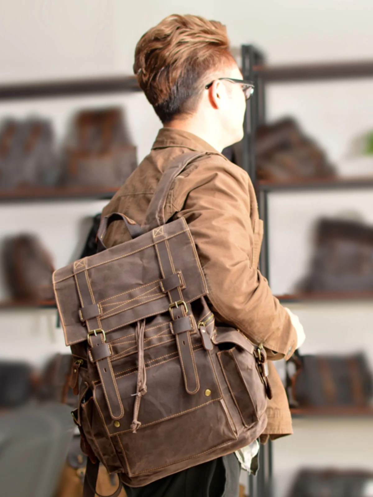 

Retro Canvas Knight Backpack Large Capacity Outdoor Travel Bag for Men Computer Book Bag Trendy Water Resistant Soft Shoulder...