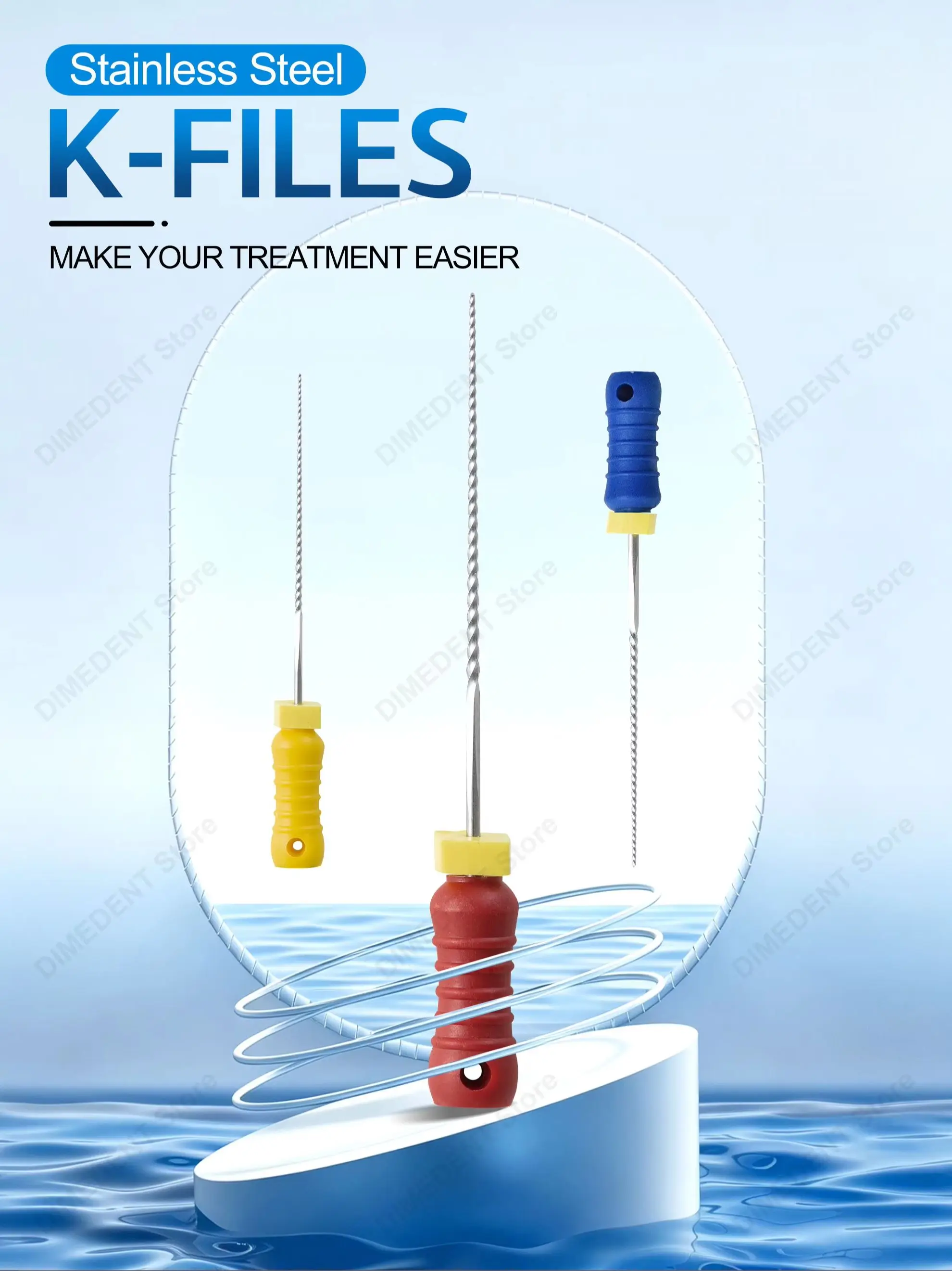 3 Boxes DIMEDENT 21/25mm Root Canal Files Thread Design Stainless Steel K Files Dentistry Instrument #15-40 #45-80 Endo Files