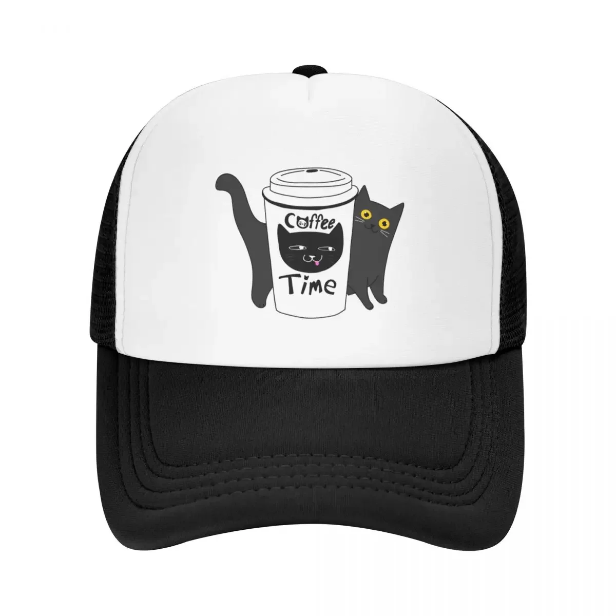 Coffee Time Cat Baseball Cap Adjustable Golf Hat Man Big Size Hat derby hat Luxury Woman Men's