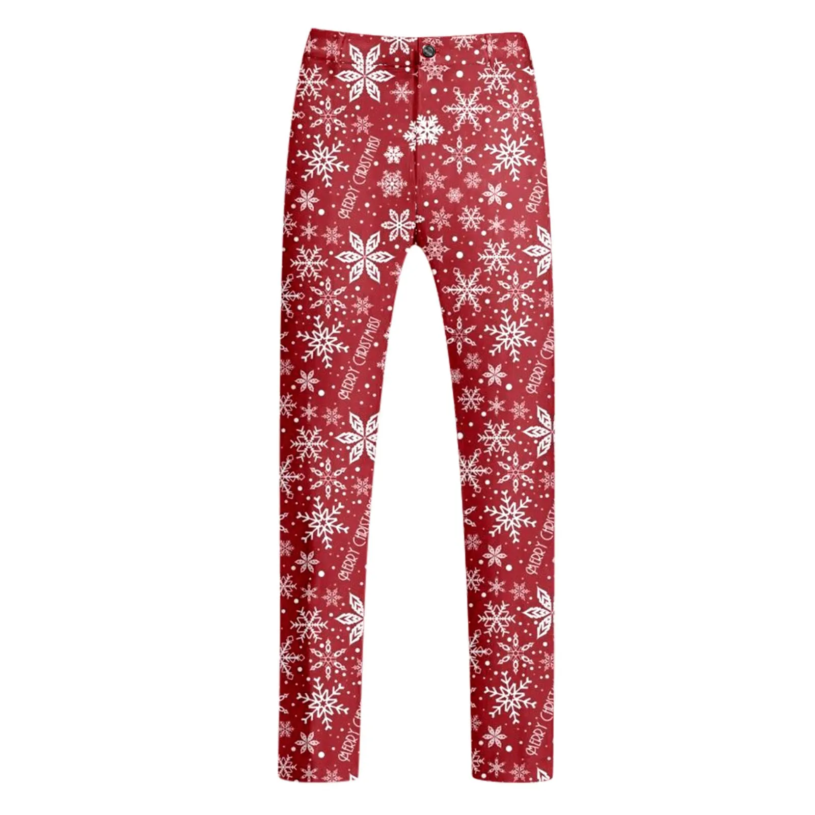 Christmas Snowflake Printed One Button Suit and Trousers Men Casual Slim Trendy Comfortable Business Two Piece Pants Suit