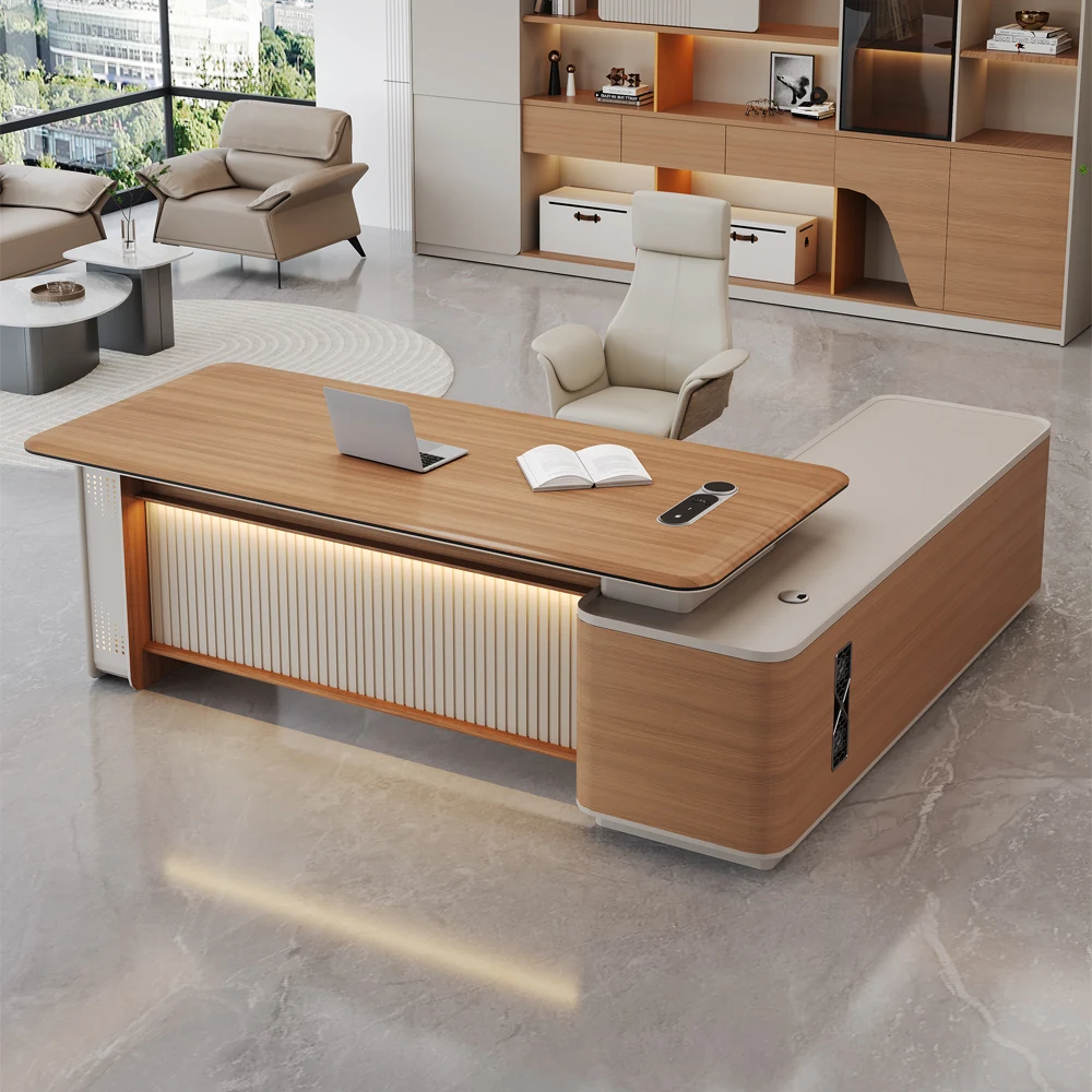 Sleek Minimalist Modern MFC Executive Desk Convertible Boss Table for Home Office Hotel School Apartment for President Manager