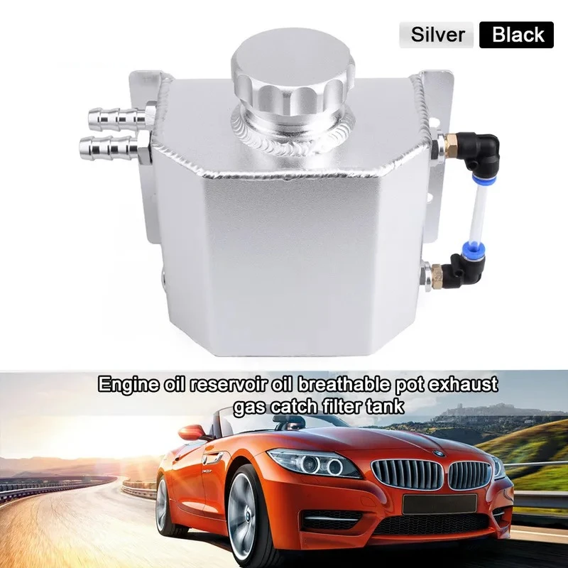for Car Modification 1L Square Oil Catch Can Breathable Pot 2L Waste Gas Recovery Tank Overflow Reservoir Accessories