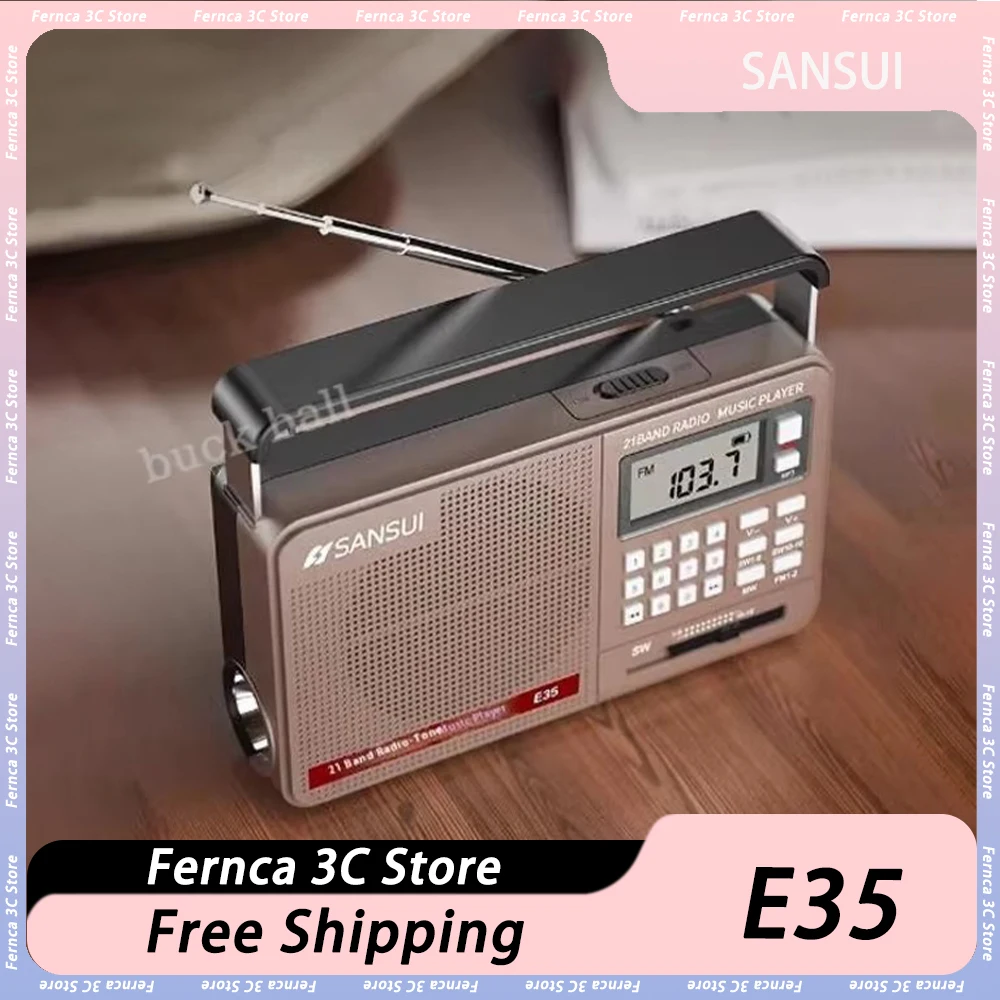 

SANSUI E35 полнодиапазонное радио, Bluetooth, цифровое Ретро Радио, Hifi портативный USB/TF/Mp3 U-диск, музыкальный плеер, динамик, фонарик