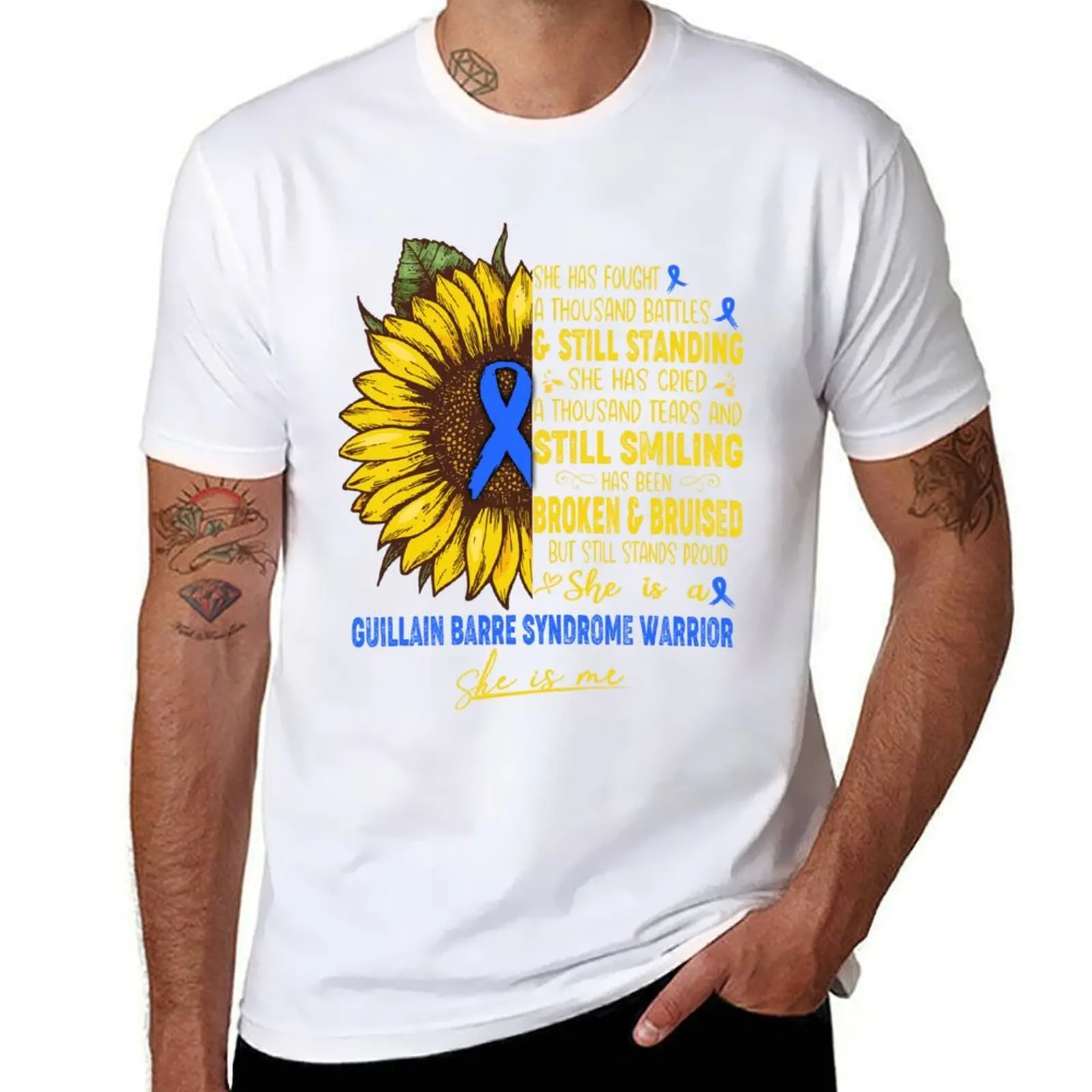 

Guillain Barre Syndrome Awareness - She is A Guillain Barre Syndrome Warrior SHE IS ME T-Shirt man t shirts cotton T-Shirt